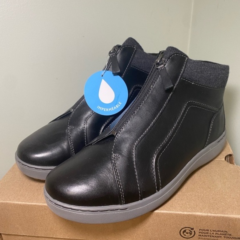 Clarks Womens Nalle Lo AP Black Leather Casual Sneakers Shoes Boots Size 9